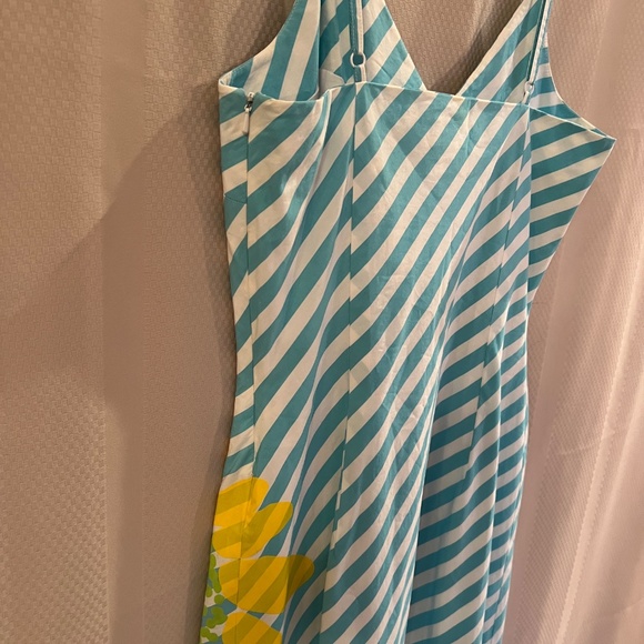 Lilly Pulitzer Sunflower Striped Dress Blue/White Sz12 - Picture 6 of 12